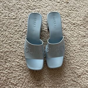 Gucci block heel slides